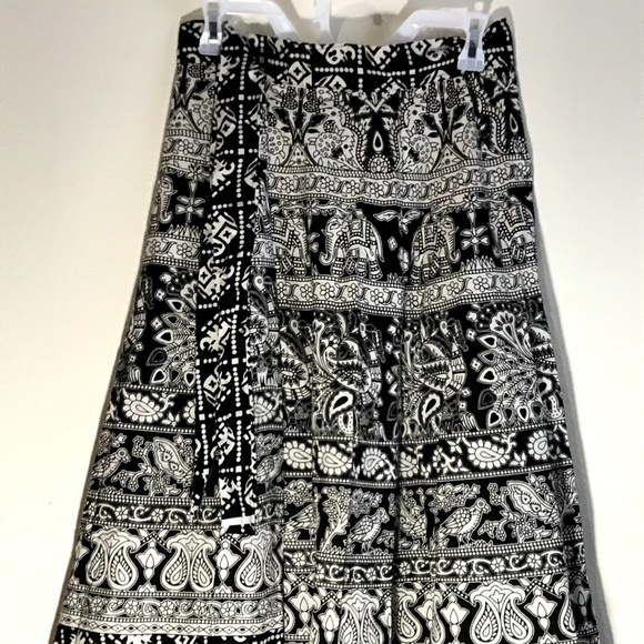 New Black White India new 100% cotton wrap Skirt - Picture 1 of 5